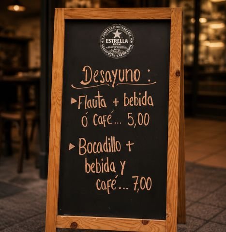 Pizarra de desayunos